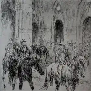 Piet Klaasse - ets: Defilé - 1996 verkocht voor € 55!