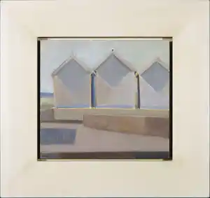 Paul Versteeg - Acryl op paneel, Strandhuisjes vendu pour 72€ !