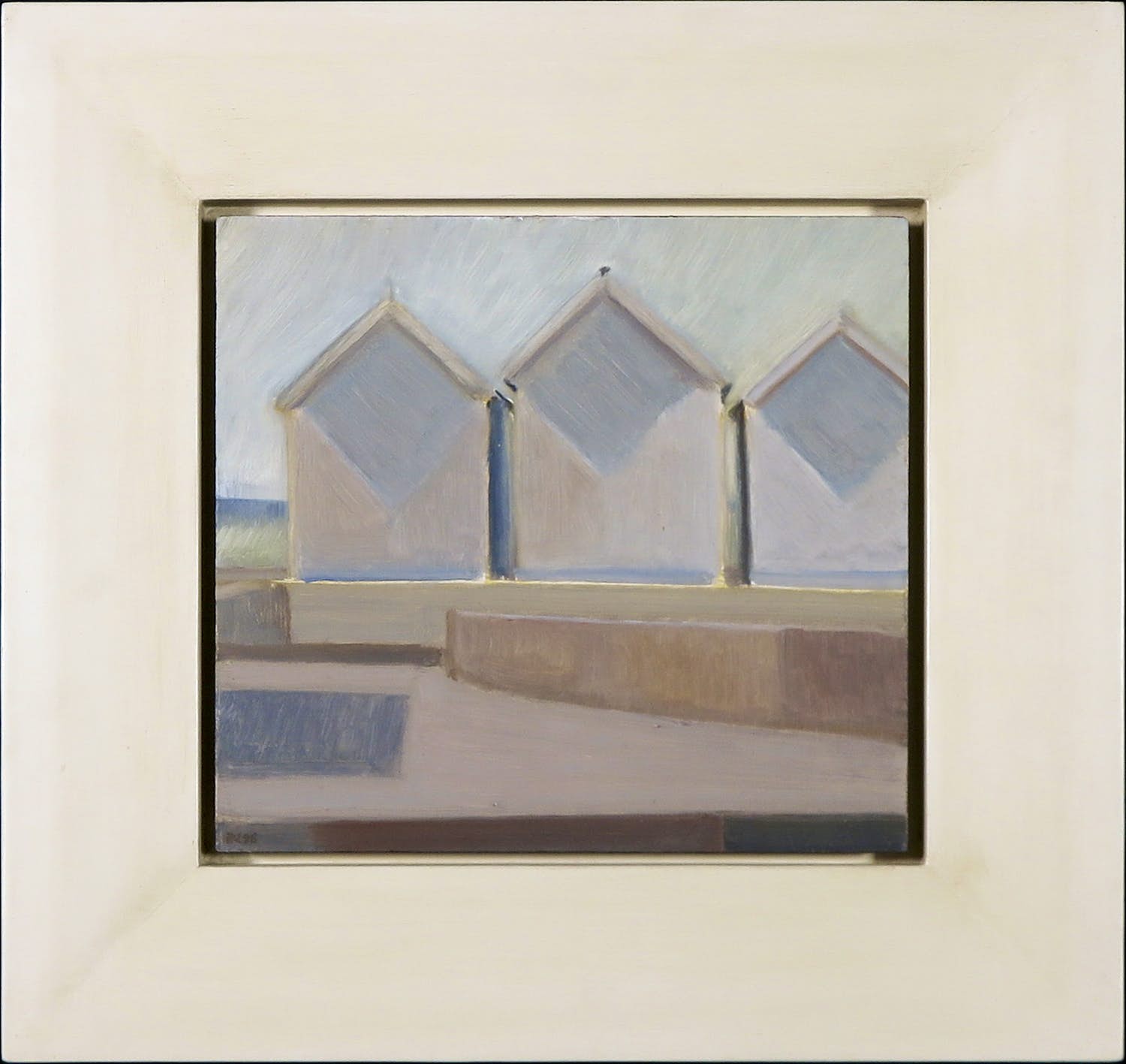 Paul Versteeg - Acryl op paneel, Strandhuisjes verkocht voor € 80!