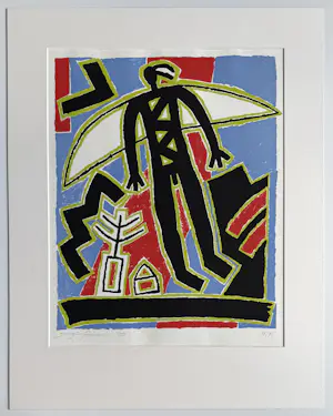 Ferenc Gogos - handgesigneerde kleurenlitho | 'Vogelman' | 1995 kopen? Bied vanaf 150!