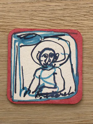 Gerard Fieret - 3 portret tekeningen + 5 Fieret bierviltjes uit de verzameling van Ben Moritz kopen? Bied vanaf 75!