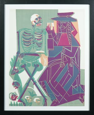 H.A.P. Grieshaber - Houtsnede op Japans papier, Totentanz von Basel - Ingelijst kopen? Bied vanaf 1!