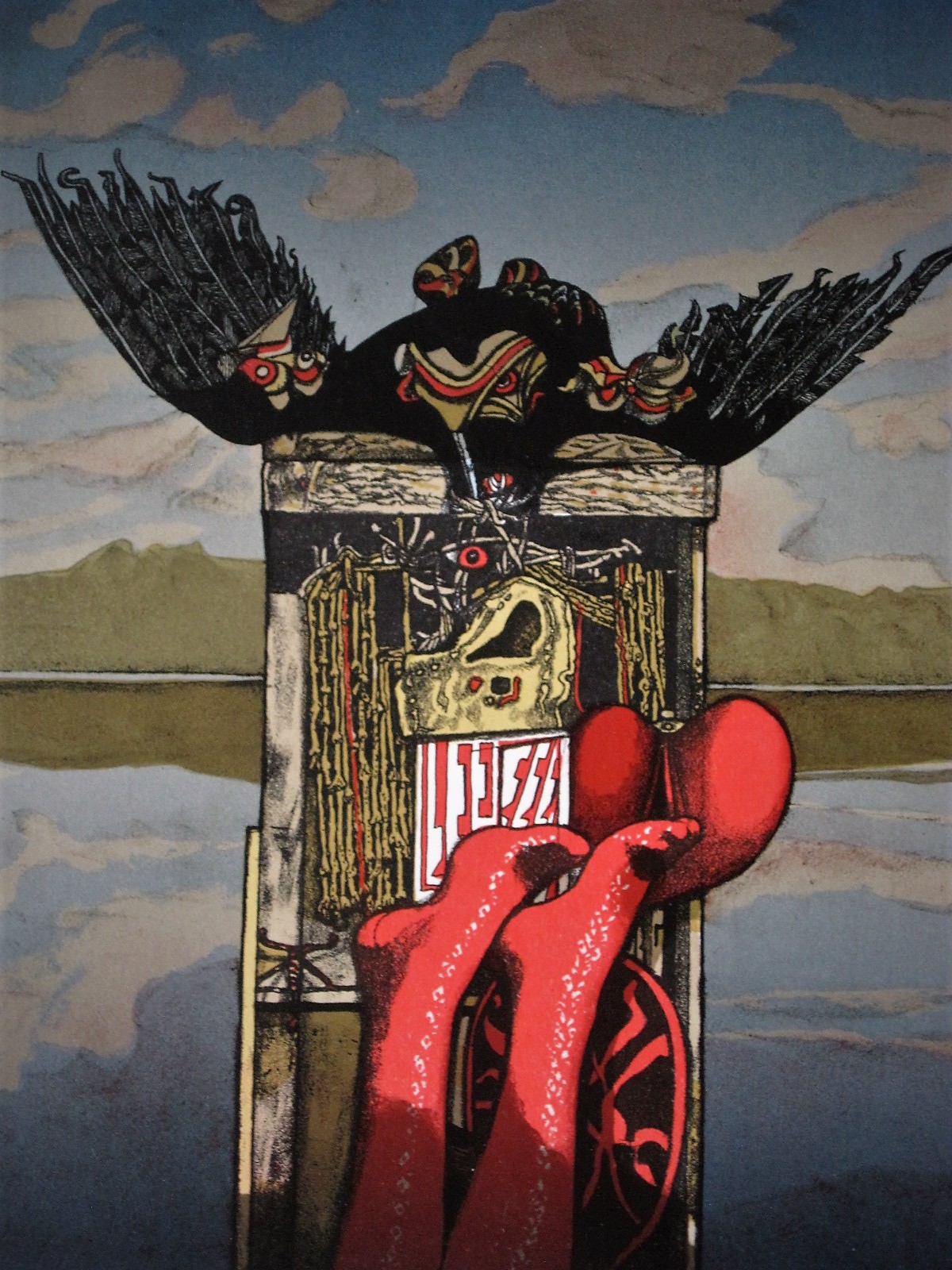 Josef Liesler - "Red sox Blue sky" Litho van Tsjechisch surrealist Josef Liesler kopen? Bied vanaf 1!