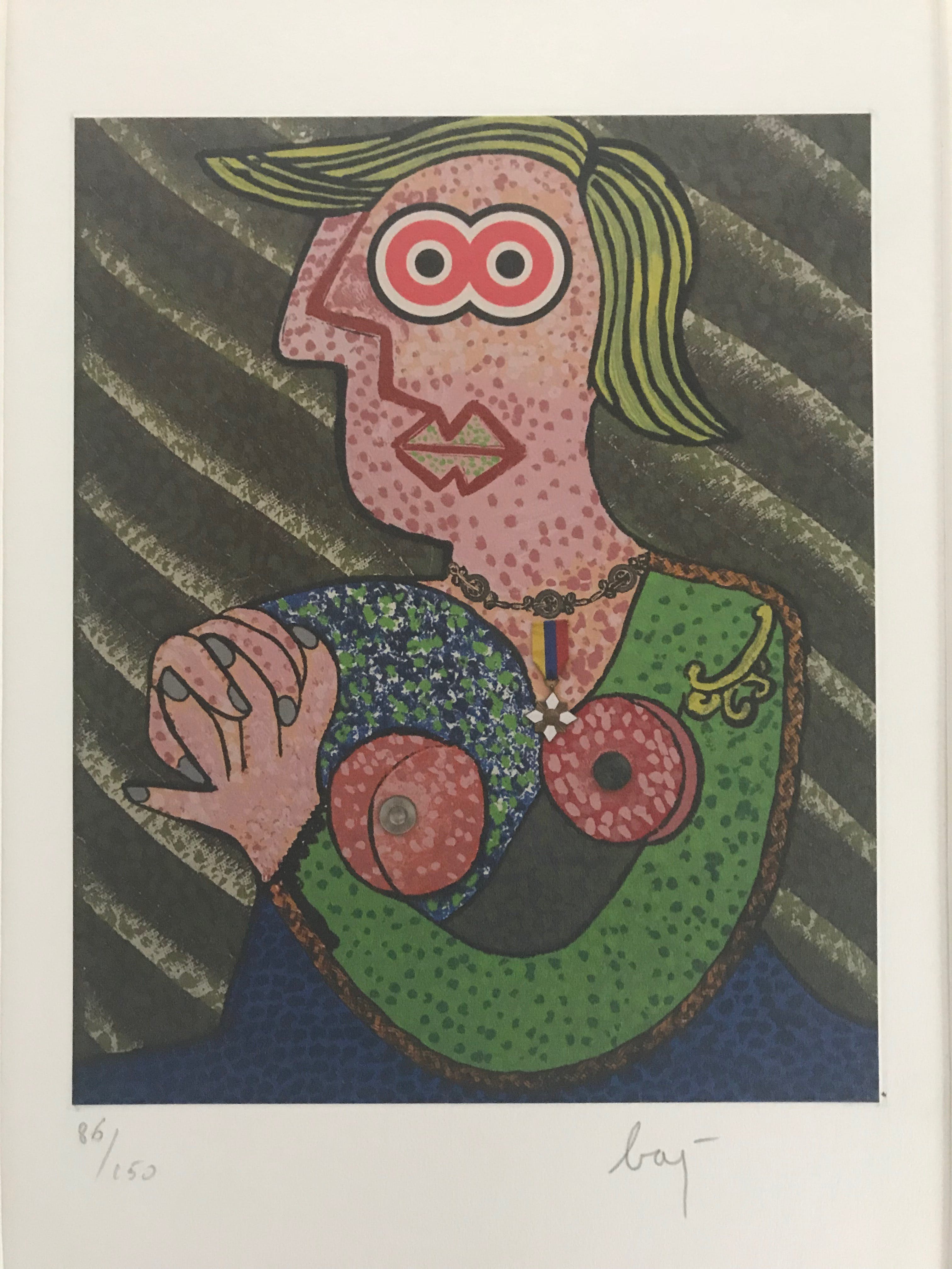 Enrico Baj - Kleurenlitho - Zonder Titel - Gesigneerd - Oplage 150 kopen? Bied vanaf 125!