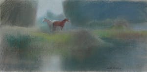 Alberto Taboada - Paarden aan de oever van de Waal -pastel 1977- kopen? Bied vanaf 1!