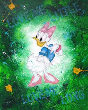 Don Ken - Gemengde techniek op doek, Love me little but love me long (Zeer groot) verkocht voor € 1000!