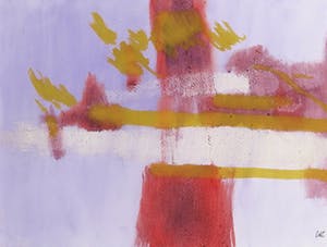 Ferd op de Coul - Gouache, Abstracte landschap in roze - Ingelijst kopen? Bied vanaf 1!