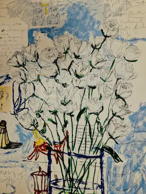 Raimundo Figueroa - Grote bewerkte Lithografie en Collage - oplage 75 - gesigneerd kopen? Bied vanaf 70!