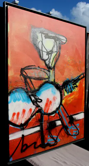 Herman Brood - Ingelijste gemengde techniek: Gitar men + certificaat HB-M (groot werk!) kopen? Bied vanaf 7500!