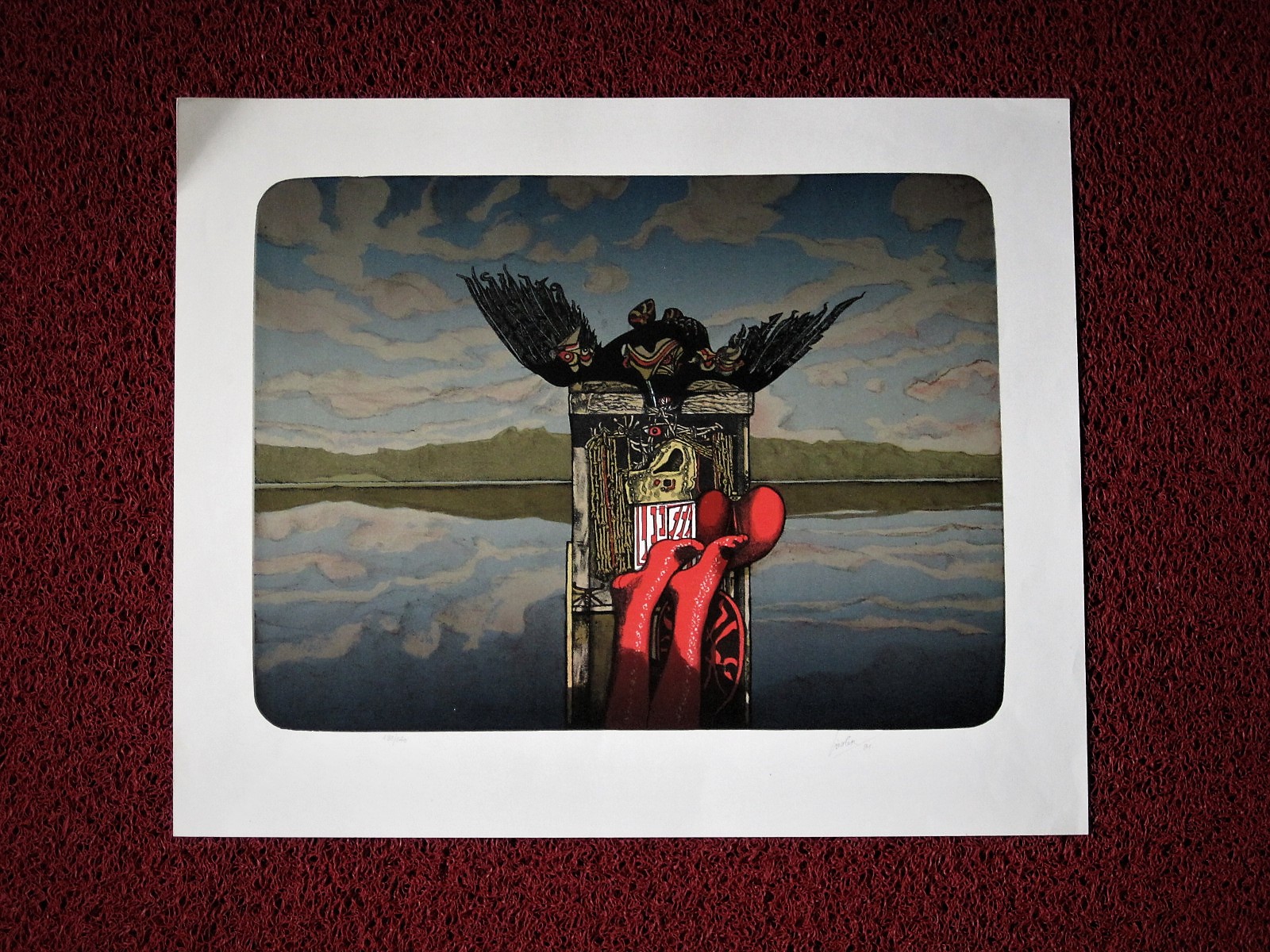 Josef Liesler - "Red sox Blue sky" Litho van Tsjechisch surrealist Josef Liesler kopen? Bied vanaf 1!