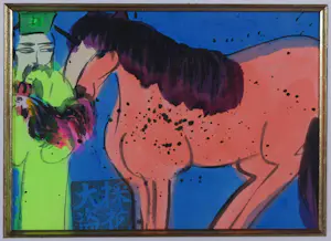 Walasse Ting - Gouache, Vrouw en paard - Ingelijst (Inclusief publicatie Blue Sky!) kopen? Bied vanaf 2000!