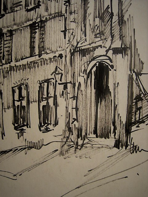 Niet of onleesbaar gesigneerd - mooie expressieve inkttekening "Monnickendam" met signatuur kopen? Bied vanaf 1!