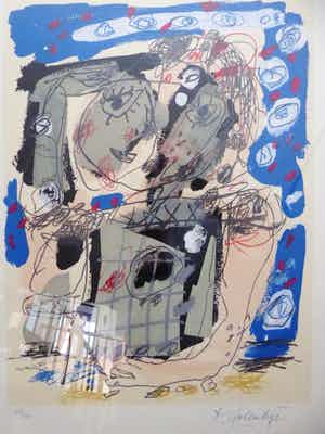 Kees Salentijn - Litho Kees Salentijn - zonder titel - in zware lijst - GAAF verkocht voor € 95!
