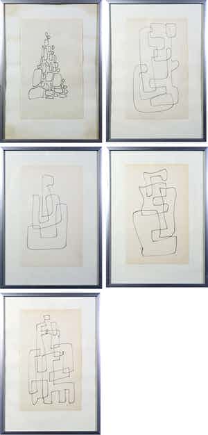 Siep van den Berg - Lot van vijf pentekeningen verkocht voor € 1!