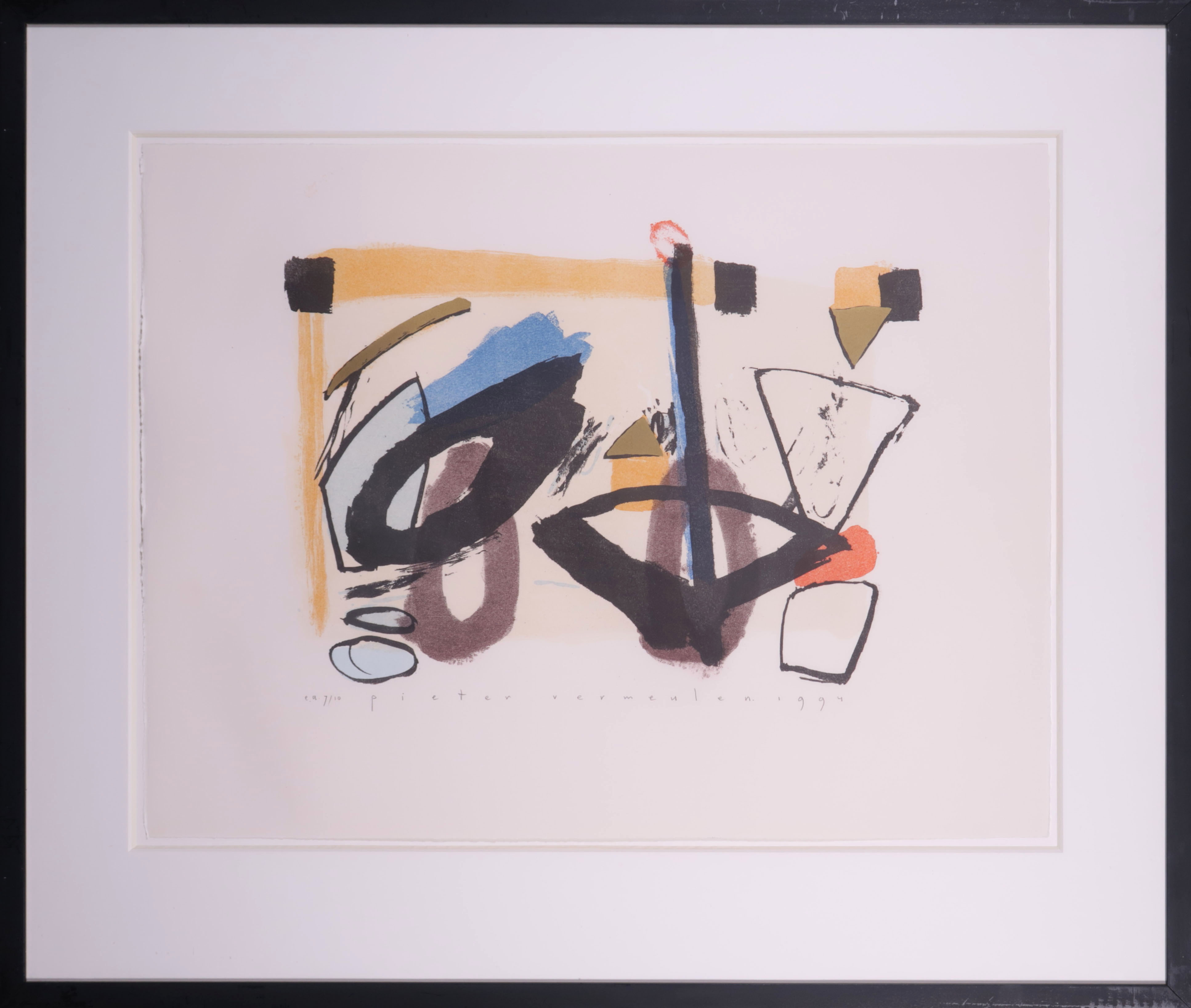 Pieter Vermeulen - Gemengde techniek op papier, Zonder titel - Ingelijst verkocht voor € 1!