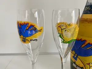 Corneille - Glaswerk | 5 Champagne flutes & fles wijn met Corneille decoratie kopen? Bied vanaf 10!