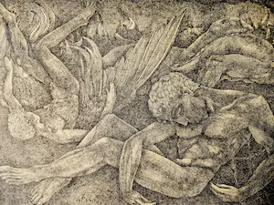 Pieter Starreveld - Zeldzame 1944 Lithografie "Naakten" in een door j.c. Jongens gemaakte lijst kopen? Bied vanaf 65!