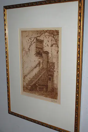 Anton Pieck - De Trap (Montfoort) 1916 - ets in bruin - een van de eerste afdrukken kopen? Bied vanaf 350!