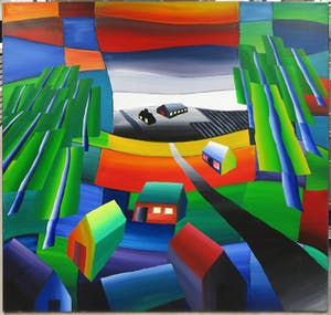 Niet of onleesbaar gesigneerd - Acryl op doek, Landschap (Zeer groot) kopen? Bied vanaf 1!