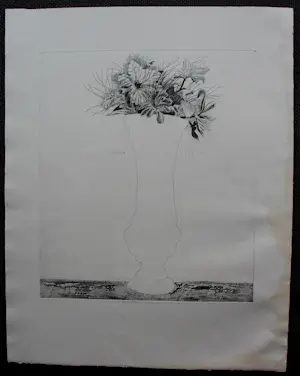 Herman Berserik - Ets: vaas met bloemen - 1980 kopen? Bied vanaf 45!