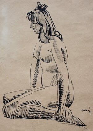 Herman Bieling - Pen tekening: naakt kopen? Bied vanaf 65!