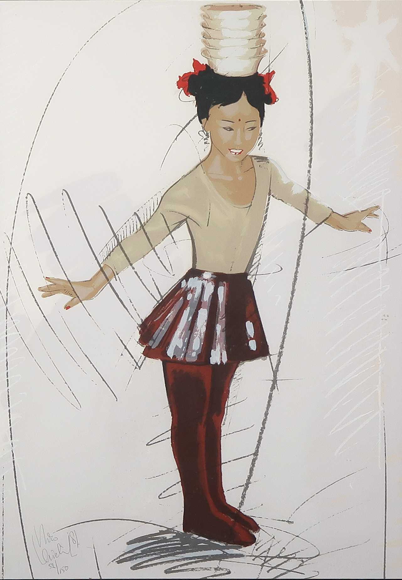 Nico Vrielink - Zeefdruk, Meisje met schalen - Ingelijst kopen? Bied vanaf 50!