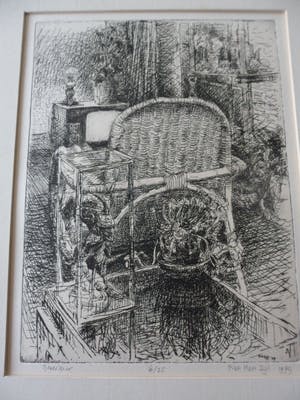 Piet Hein Zijl - Ets. Titel, "Interieur". kopen? Bied vanaf 20!