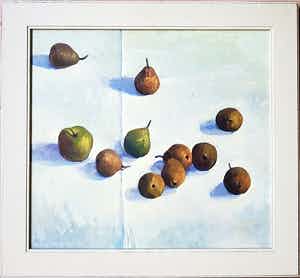 Siene de Vries - Olieverf, Stilleven met appels verkocht voor € 500!