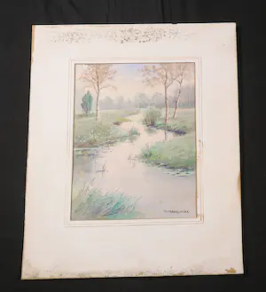 Leo Kurpershoek - Aquarel, Landschap met beekje kopen? Bied vanaf 1!