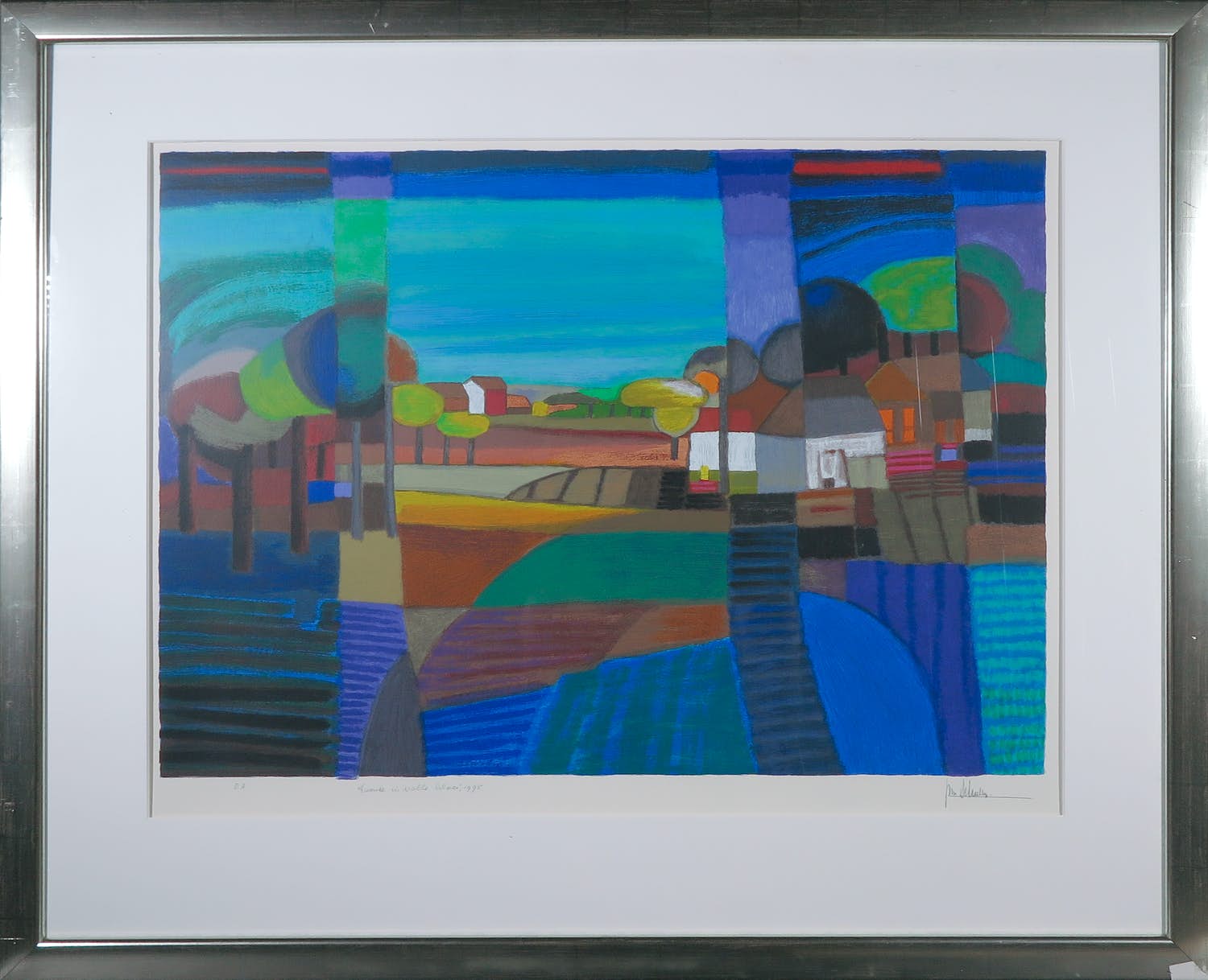 Ton Schulten - Zeefdruk, Twente in volle bloei - Ingelijst (Groot) verkocht voor € 450!