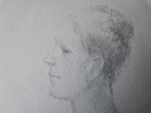 Dick van 't Wout - verstilde potloodtekning "jonge vrouw en profil" 1969 - potloodgesigneerd kopen? Bied vanaf 29!