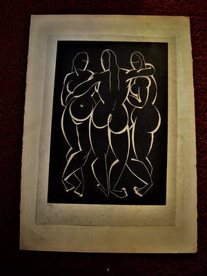 Andre Derain - Originele gesigneerde 1920 Houtsnede "3 naakte dames" zeer kleine oplage (20) kopen? Bied vanaf 63!