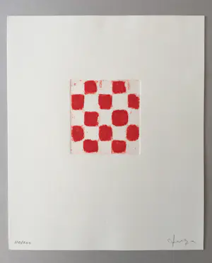 JCJ VANDERHEYDEN - handgesigneerde ets - 'Red checkerboard' - 2011 kopen? Bied vanaf 395!