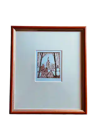 Toon Tieland - Handingekleurde litho, 1990, Zicht op de Onze Lieve Vrouwetoren, Amersfoort verkauft für € 75!