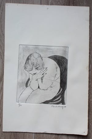 Henk Huig - Ets: vrouw- 1958 kopen? Bied vanaf 35!