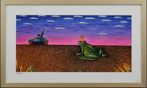 Dadara - Ingelijste zeefdruk: Frog kopen? Bied vanaf 99!