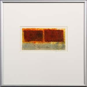 Thea Figee - Monotype, Compositie met twee vlakken - Ingelijst verkocht voor € 10!