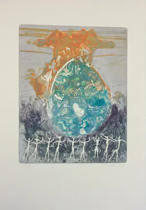 Chabab Tayefeh Mohajer - Gemengde druktechniek, Lot van 12 abstracte composities + boek kaufen? Bieten Sie von 300!