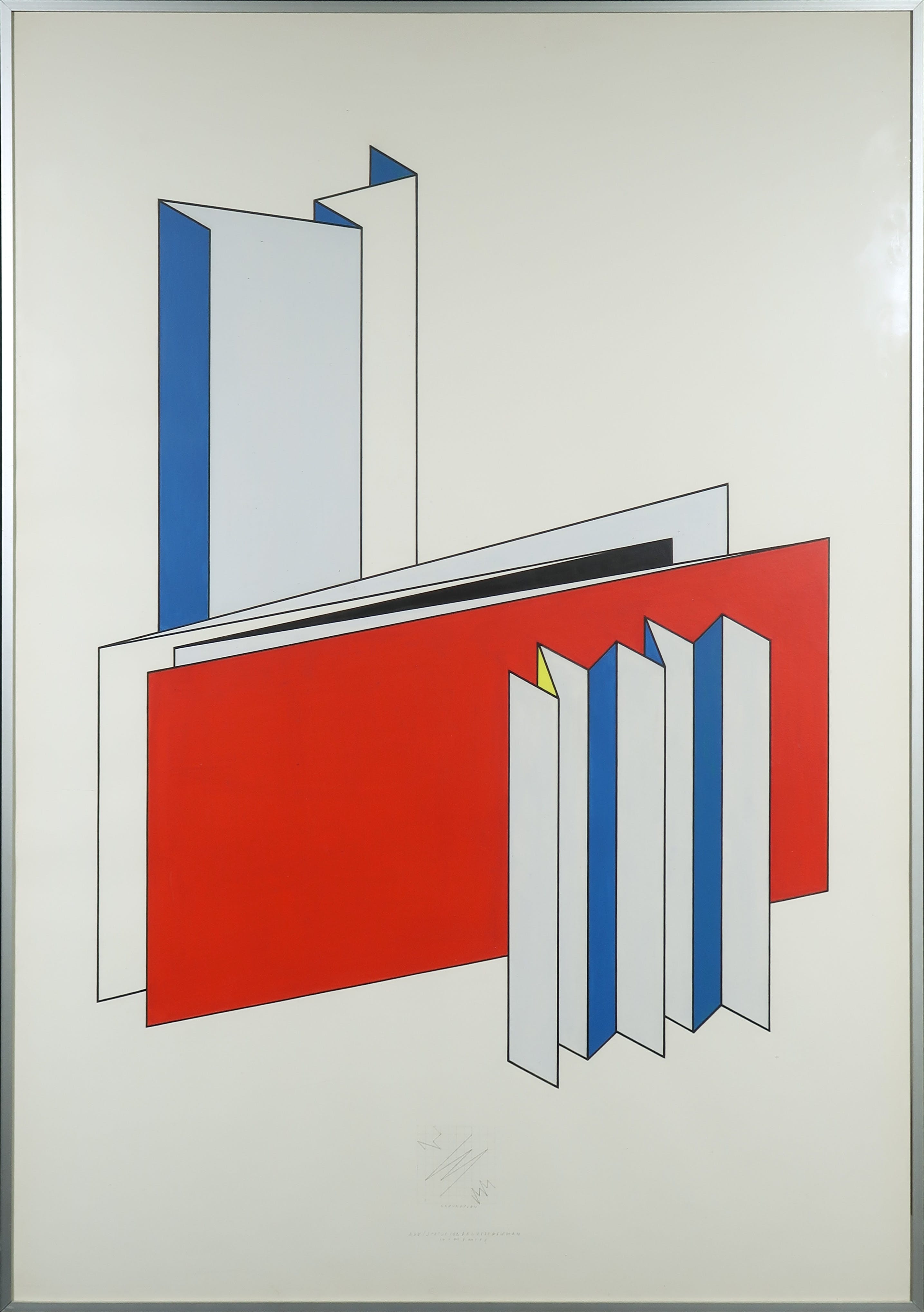 Wim Smits - Acryl op papier, Statue for Barnett Newman - Ingelijst verkocht voor € 130!