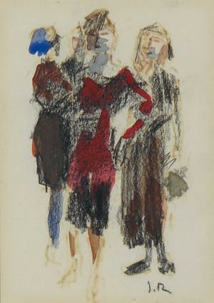 Jan Rijlaarsdam - Gemengde techniek, Drie vrouwen - Ingelijst kopen? Bied vanaf 1!