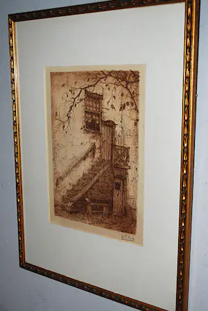 Anton Pieck - De Trap (Montfoort) 1916 - ets in bruin - een van de eerste afdrukken kopen? Bied vanaf 350!