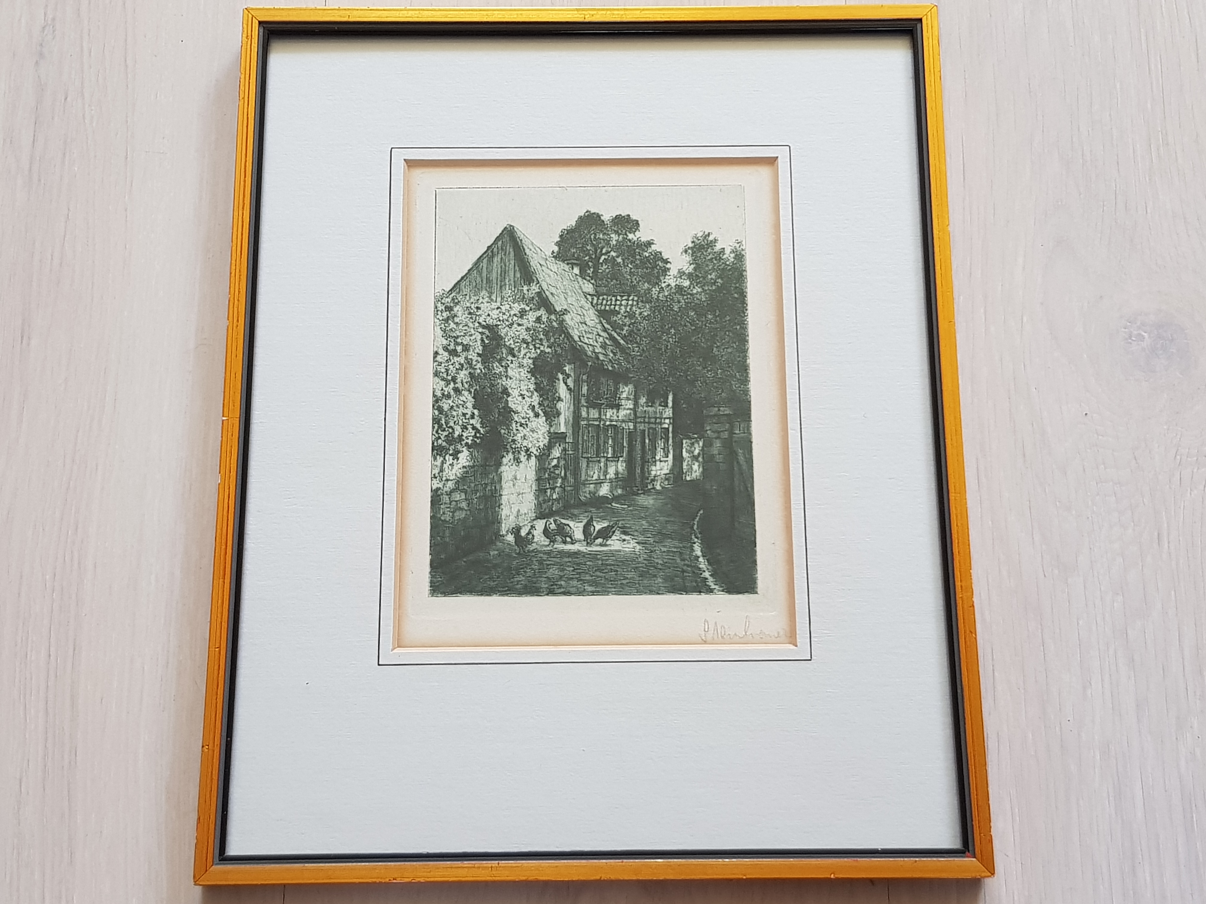 Niet of onleesbaar gesigneerd - Straatje met Kippen - Gesigneerd kopen? Bied vanaf 1!