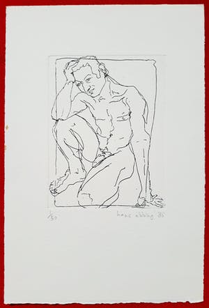 Hans Abbing - Knielend naakt, droge naald ets (eerste druk) kopen? Bied vanaf 45!