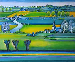 Hans Heijman - Acryl op doek, Riverside (Groot) verkocht voor € 70!