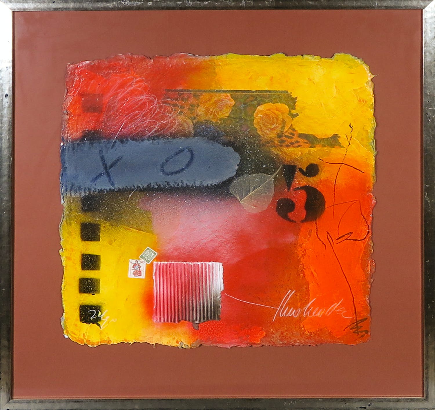 Theo Koster - Zeefdruk, Five - Ingelijst verkocht voor € 50!