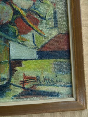 R. Kleijn - Olieverf op doek, Bloemstilleven – gesigneerd en ingelijst – ca 1960? kopen? Bied vanaf 40!