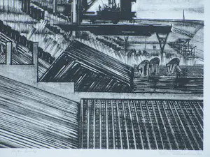 Eduard van Zanden - Bouwput Haringvliet Deltawerken - Litho kopen? Bied vanaf 75!