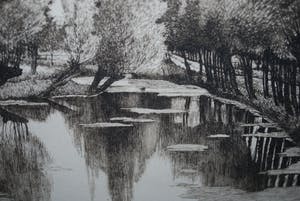 Nico van der Jagt - Poldersloot met knotwilgen - ets, 1948 - druk v.d. etser kopen? Bied vanaf 49!