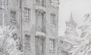 Willem Gerard Hofker - Potlood en pastelkrijt, Herengracht-Roomolenstraat - Ingelijst kopen? Bied vanaf 1200!