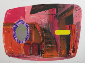 Jelis van Dolderen - Jelis van Dolderen: Zeefdruk, Hotel Ripotot I - Ingelijst kopen? Bied vanaf 40!